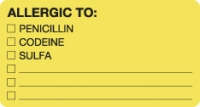 Allergy Warning Labels, ALLERGIC TO: - Fl Chartreuse, 3-1/4" X 1-3/4" (Roll of 250)