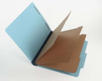25 Pt. Pressboard Classification Folders, 2/5 Cut ROC Top Tab, Letter Size, 3 Dividers, Blue (Box of 10)