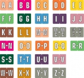 Data File Compatible Alpha Labels, Laminated Stock, 15/16" X 1-1/4" Individual Letters - Roll of 500