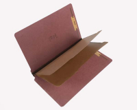 25 pt Pressboard Classification Folders, Full Cut End Tab, Letter Size, 2 Dividers, Red (Box of 15)