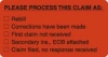 Insurance Collection Labels, PLEASE PROCESS CLAIM - Fl Red, 3-1/4" X 1-3/4" (Roll of 250)