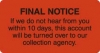 Billing Collection Labels, Fl Red - FINAL NOTICE, 3-1/4" X 1-3/4" (Roll of 250)