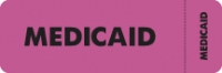 Insurance Labels, MEDICAID - Fl Pink (Wrap-around), 3" X 1" (Roll of 250)