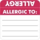 Allergy Warning Labels, ALLERGIC TO: - Red/White (Wrap Around) 2" X 2" (Roll of 250)