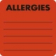 Allergy Warning Labels, ALLERGIES - Fl Red 2" X 2" (Roll of 250)