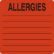 Allergy Warning Labels, ALLERGIES - Fl Red, 2-1/2" X 2-1/2" (Roll of 390)